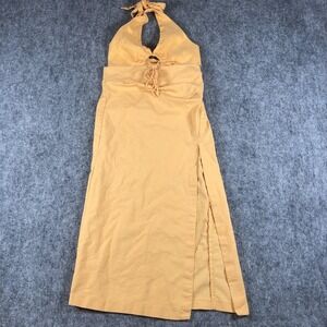 Zara Set Womens‎ Small Yellow Halter Top Midi Skirt Two Piece Outfit Summer